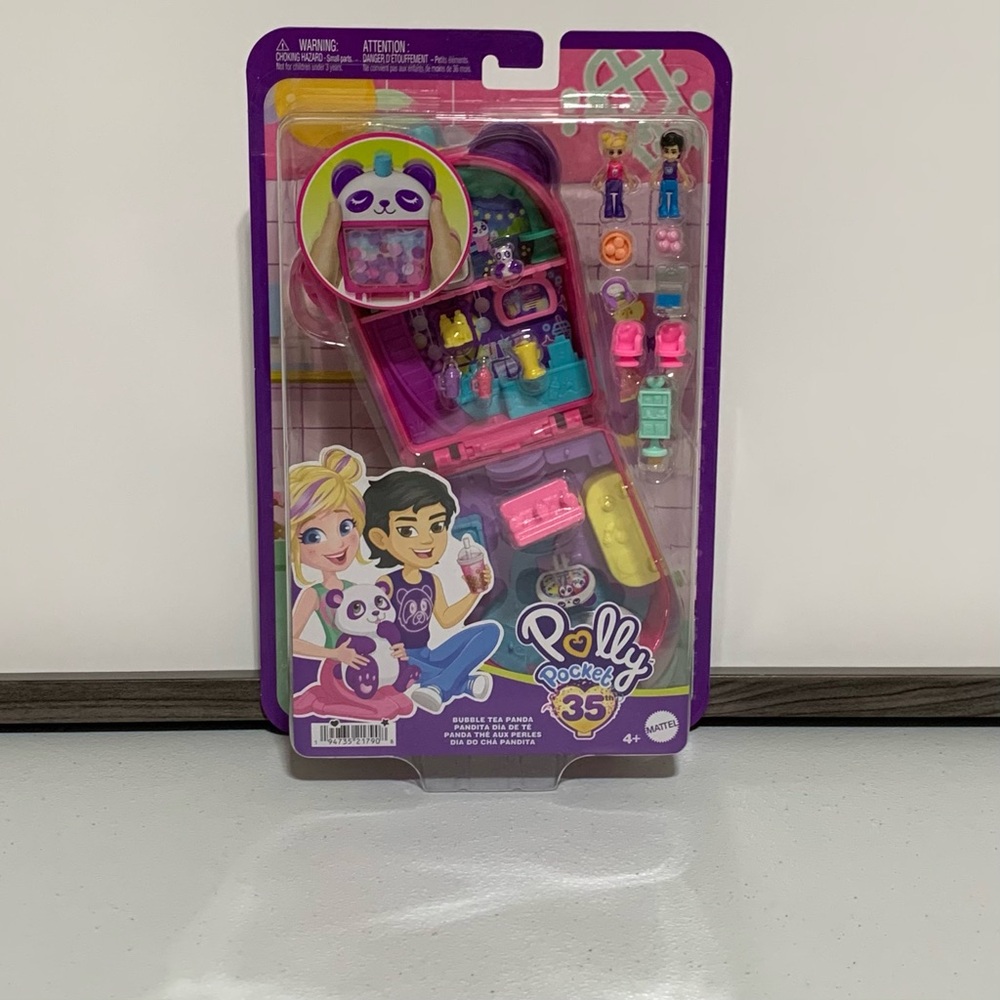 Polly Pocket™ Bubble Tea Panda Compact Playset w/2 Micro Dolls & Accessories-New